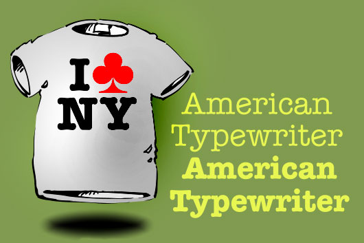 American Typewriter and I club NY set in American Typewriter typeface.