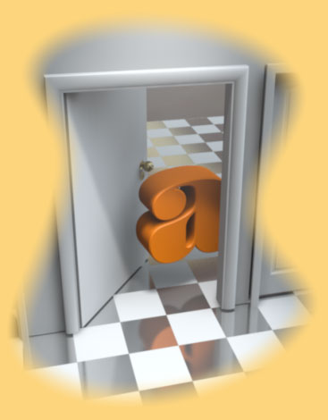 An illustration where the letter a  is coming through an open door.