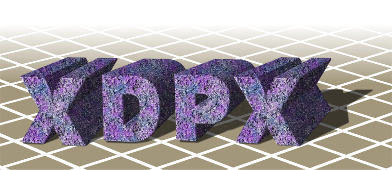 Finished image showing extruded text (XDPX)  that is textured.
