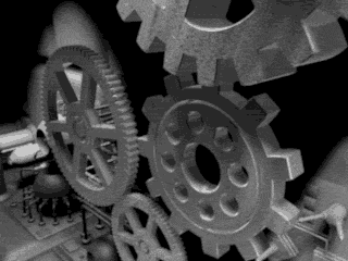 Animated gears in motion.