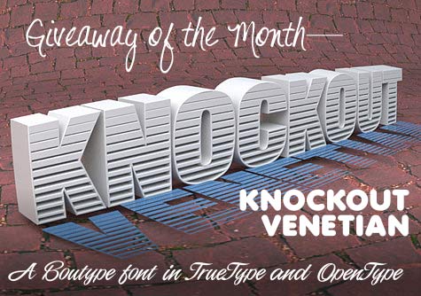 Giveaway of the Month Knockout Venetion A Boutype font in TrueType adn OpenType